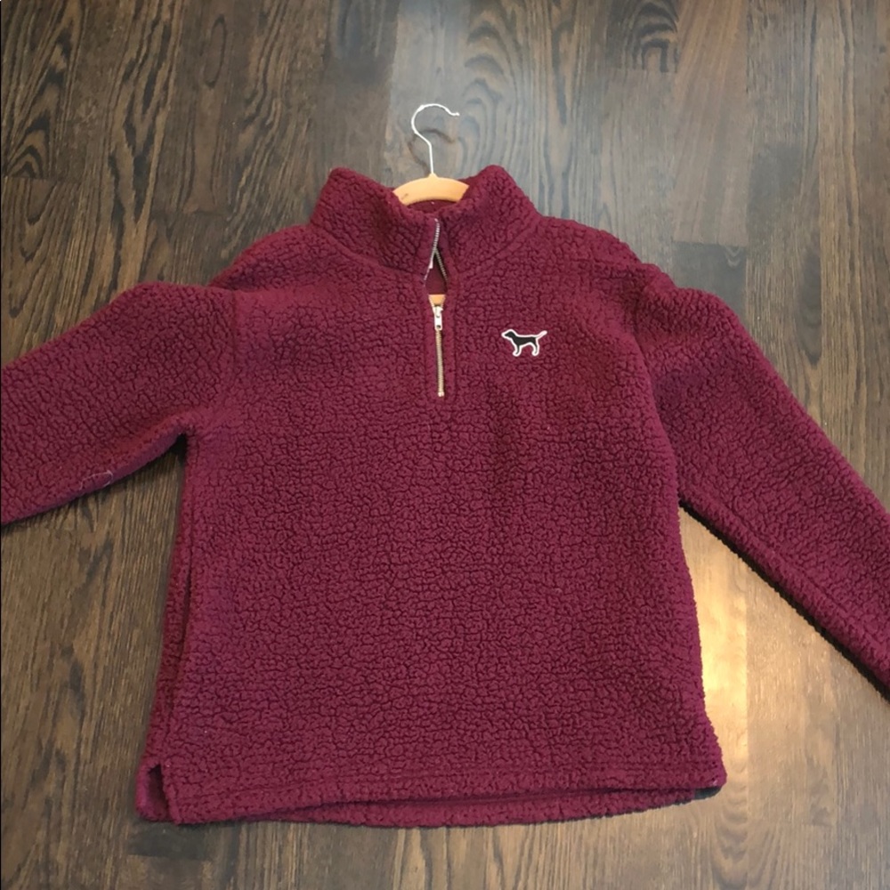 PINK Maroon Fuzzy Quarter Zip